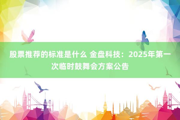 股票推荐的标准是什么 金盘科技：2025年第一次临时鼓舞会方案公告