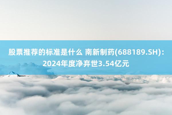 股票推荐的标准是什么 南新制药(688189.SH)：2024年度净弃世3.54亿元