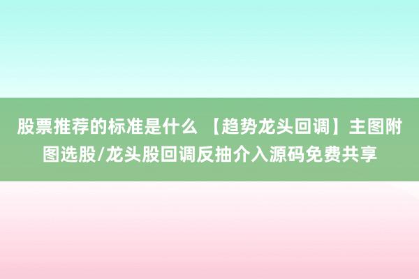 股票推荐的标准是什么 【趋势龙头回调】主图附图选股/龙头股回调反抽介入源码免费共享