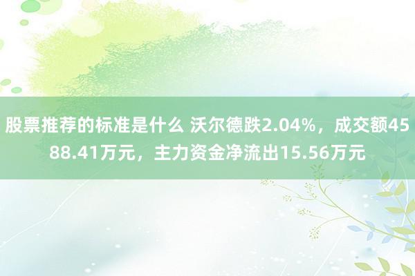 股票推荐的标准是什么 沃尔德跌2.04%，成交额4588.4